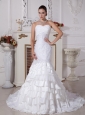 Perfect Mermaid Sweetheart Wedding Dress With Lace and Ruffled Layers Decorate