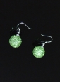 Beautiful Spring Green Round Rhinestone Earrings