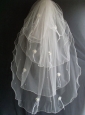 Hand Made Flowers and Beading Decorate Tulle Wedding Veils