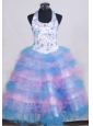 Beading and Appliques For Little Girl Pageant Dresses With Ruffled Layers