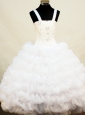 Beautiful and White For Little Girl Pageant Dresses With Ruffled Layers