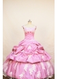 Rose Pink Little Girl Pageant Dresses With Appliques Pick-ups and Scoop