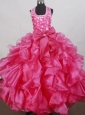 2013 Elegant Halter Neckline Flower Girl Pageant Dress  With Beade and Ruffled Layers Decorate