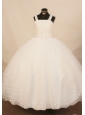 2013 Exquisite White Straps Little Girl Pageant Dress Floor-Length Beading