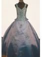 Affordable Beading and Appliques Decorate Bodice Ball Gown Little Girl Dress Strap Floor-length