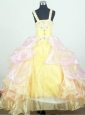 Appliques Little Girl Pageant Dresses  With Ruffled Layers and Organza