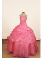 Appliques With Beading Luxurious Off the Shoulder Ball Gown Organza Floor-length Pink Little Girl Pageant Dresses