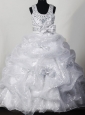 Beading Bowknot Organza and Sequin Fashionable Ball Gown Little Girl Pageant Dress Scoop Floor-length