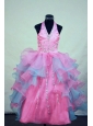 Beading Gorgeous Ball gown Halter Organza Floor-length Colorful Little Girl Pageant Dresses