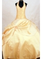 Beautiful Ball gown Halter Floor-length Taffeta Gold Beading Little Girl Pageant Dresses