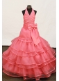 Beautiful Beading and Ruffled Layers Ball Gown Hater Little Girl Dress Floor-length