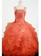 Beautiful Beading Decorate Up Bodice Little Girl Dress Ball Gown Straps Floor-length
