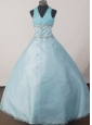 Brand New Ball Gown Beading Little Girl Pageant Dress Halter Floor-length