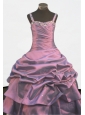 Cheap A-line Beading Pick-ups Straps Floor-length Little Girl Dress
