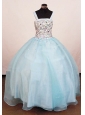 Classical Ball Gown Rhinestone Little Girl Pageant Dresses Square Neck Floor-Length