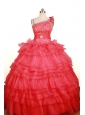 Custom Made Coral Red Little Girl Pageant Dress Asymmetrical Floor-Length Organza