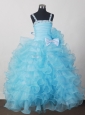 Custom Made For Affordable Little Girl Pageant Dresses With Beading Bow and Ruffled Layers