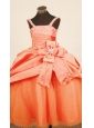 Discount  Orange Red Little Girl Pageant Dress Pick-ups Straps Beaded Decorate WithTaffeta Ball Gown In 2013