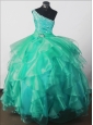 Elegant Beading Ball Gown One-shoulder Floor-length Little Girl Pageant Dress