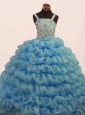 Gorgeous Pick-ups and Beading Decorate Bodice Ball Gown Straps Floor-length Little Girl Dress