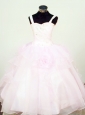 Hand Made Flowers Ball Gown Straps Organza Beading Little Girl Pageant Dresses