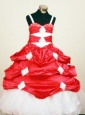Perfect Red and White Spaghetti Straps Little Girl Pageant Dresses With Pick-ups In 2013