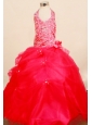 Popular Little Girl Pageant Dresses Ball Gown Halter Top Neck Floor-Length Tulle