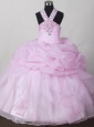 Sweet Baby Pink Little Girl Pageant Dresses  With V-neck Beading and Pick-ups