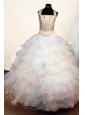 With Romantic Flower Girl Pageant Dress For Party With Beaded Decorate Halter Neckline Bowknot