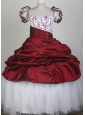 2013 New Custom Made Embroidery Red and White Flower Girl Pageant Dress