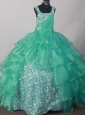 2013 Popular Sweetheart Flower Girl Pageant Dress With Appliques and Ruch Decorate Turquoise