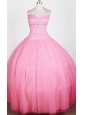Simple Beaded Decorate Bodice Ball Gown Halter Top Floor-length Little Girl Pageant Dress