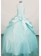 Beading Elegant Ball Gown Straps Floor-length Apple Green Beading Little Girl Pageant Dresses