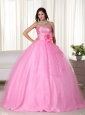 Pink Gown Sweetheart Floor-length Tulle Beading Quinceanera Dress