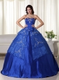 Royal Ball Gown Strapless Floor-length Organza Embroidery Quinceanera Dress