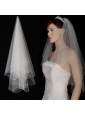2 Layer Tulle With Pearls Fingertip Veil