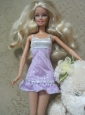 Cute Handmade Lilac Party Dress With Sequin Dress For Quinceanera Doll