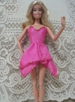 Fashion Pink Handmade Dress With Beading Made To Fit The Quinceanera Doll