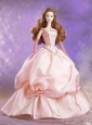 Hand Made Flowers And Embroidery Ball Gown Champagne Quinceanera Doll Dress