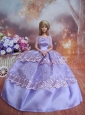 Handmade Dresses Lilac Lace Fashion Party Clothes Gown Skirt For Quinceanera Doll
