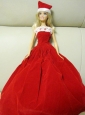 Simple Red Handmade Dress Party Clothes For Quinceanera Doll