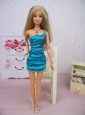 Teal Fashion Sequin Party Dress With One Shoulder Mini-length Made To Fit The Quinceanera Doll