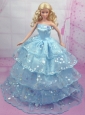 Gorgeous Blue Gown With Sequins And Embroidery Made To Fit The Quinceanera Doll