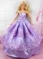 Gorgeous Lilac Dress With Embroidery Made To Fit Quinceanera Doll