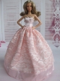 Lovely Baby Pink Applqiues Party Clothes Fashion Dress For Quinceanera Doll