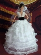 So Beautiful Princess Handmade White V-neck Wedding Dress For Quinceanera Doll