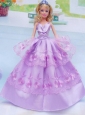 Taffeta And Embroidery For Lilac Quinceanera Doll Dress