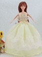 The Most Beautiful Beading And Embroidery Yellow Green Ball Gown Party Clothes Quinceanera Doll Dress