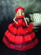Amazing Red Dress With Lace Made To Fit The Quinceanera Doll