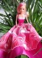 Beauty Party Dress To Quinceanera Doll With Hand Made Flowers And Embroidery